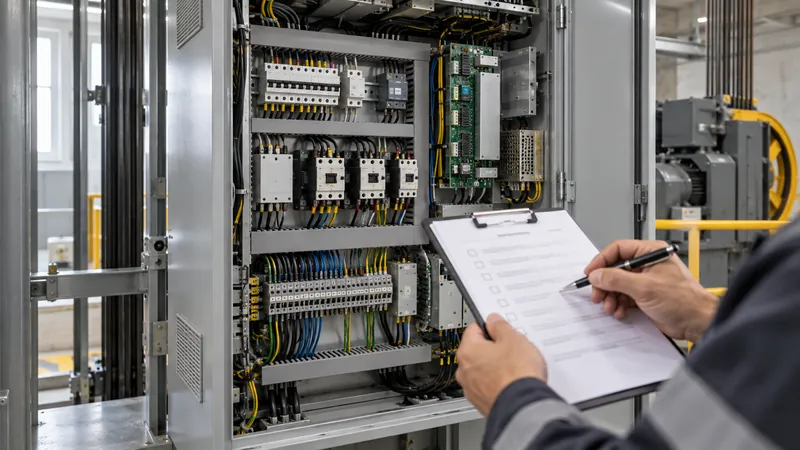 Asansör kumanda panosu önünde kontrol listesi